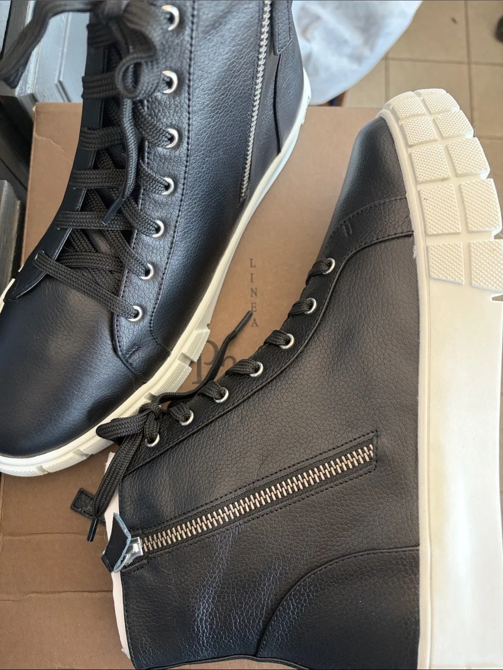 Paolo Black High-Top Sneakers with White Platform Sole